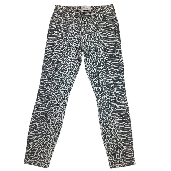 Current/Elliott Leopard Zebra Print Womens 23  Skinny Jeans Distressed Denim - Picture 2 of 11